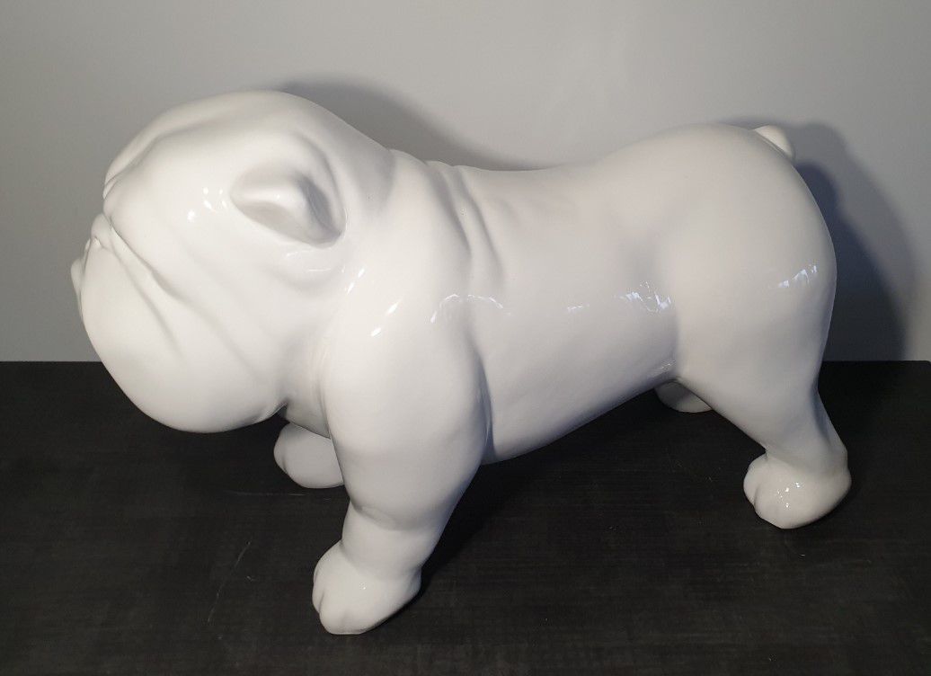 BULLDOG  45CM LAQUÉ BLANC